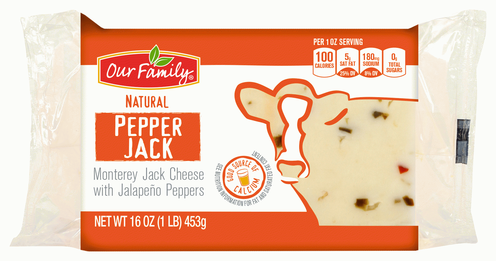 Our Family Natural pepper jack, monterey jack cheese with jalapeno peppers block Full-Size Picture